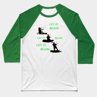 Festive Christmas Seasonal Holiday Kitesurfing 1 Baseball T-Shirt